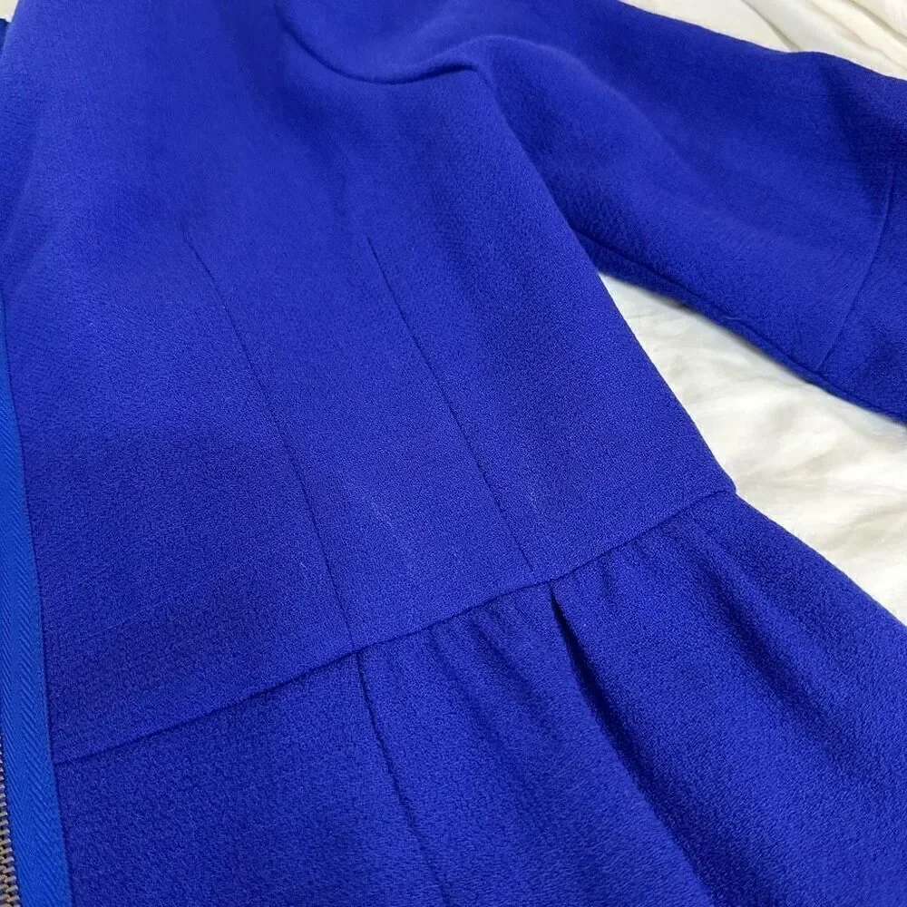 J. Crew‎ Double Face 100% Wool Teddie Dress Womens 6 Royal Blue Preppy Cocktail